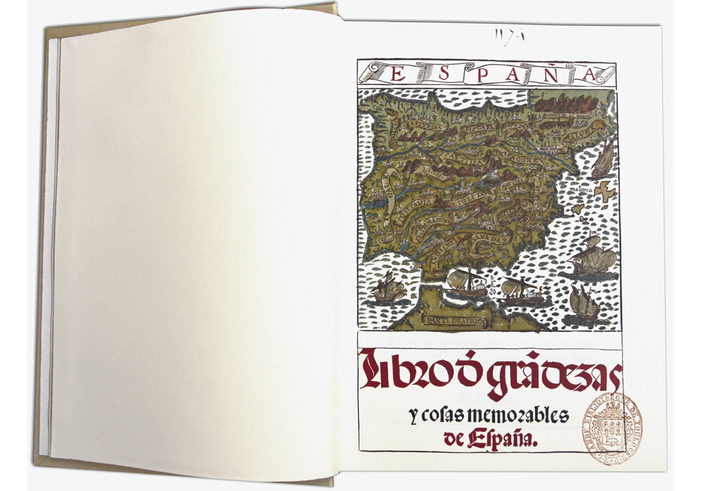 Libro grandezas España-Medina-Robertis-Incunables Libros Antiguos-libro facsimil-Vicent Garcia Editores-0 abierto